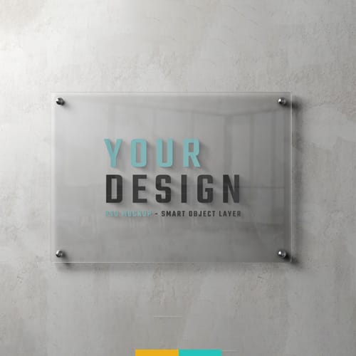 موکاپ لوگو روی تابلو