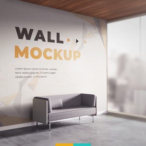 موکاپ لوگو روی دیوار