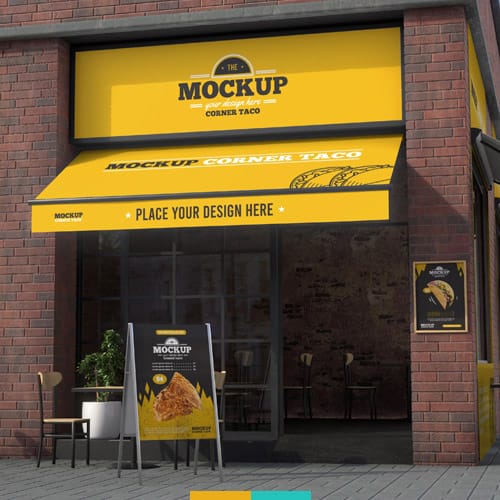 موکاپ سر در مغازه