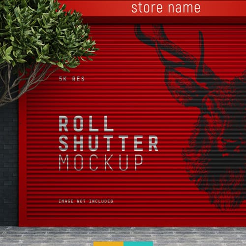 موکاپ طرح کرکره مغازه