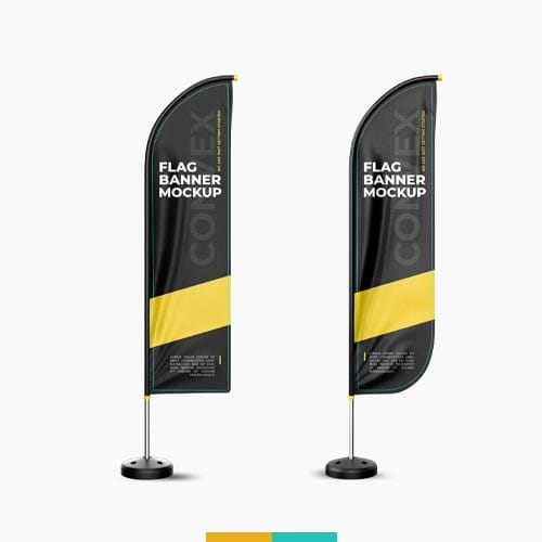 موکاپ پرچم ایستاده استودیو مهدی ثمن گویی