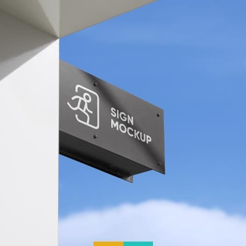 موکاپ تابلو نشانه استودیو مهدی ثمن گویی