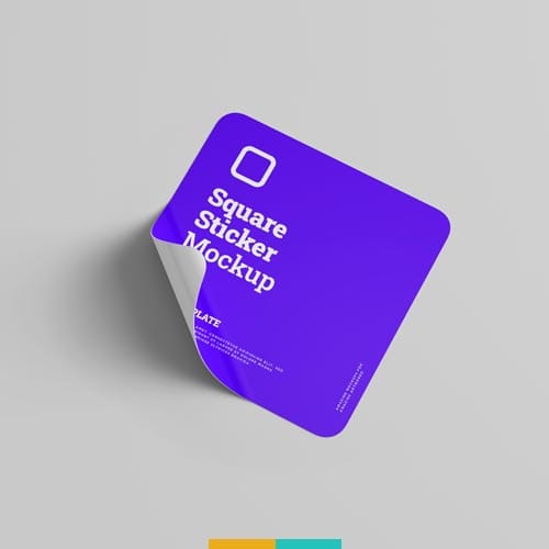 موکاپ برچسب مربع استودیو مهدی ثمن گویی