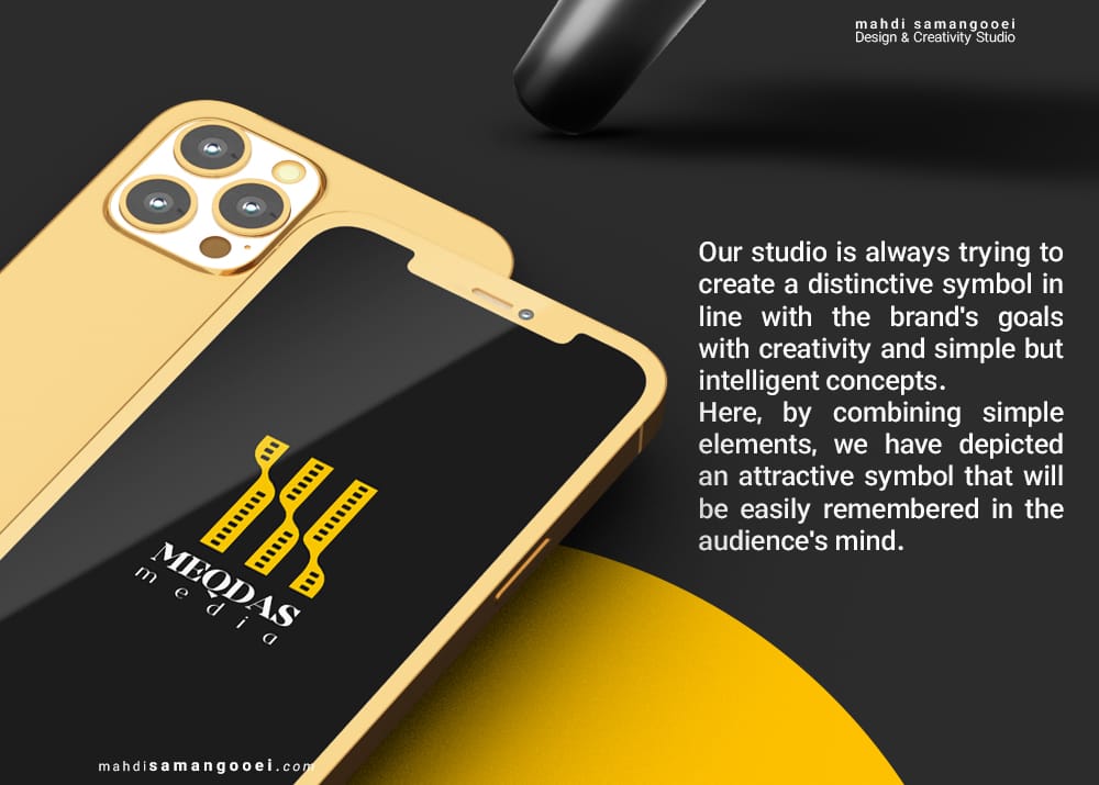 طراحی لوگو meqdas media پلتفرم آنلاین فیلم و سریال استودیو مهدی ثمن گویی