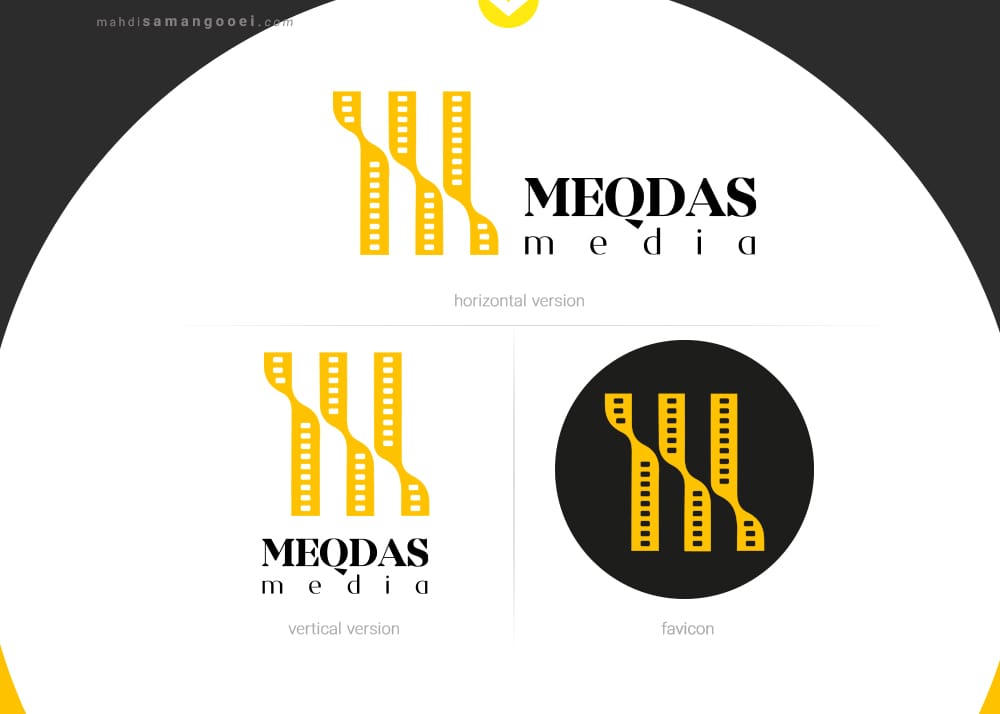 طراحی لوگو meqdas media پلتفرم آنلاین فیلم و سریال استودیو مهدی ثمن گویی